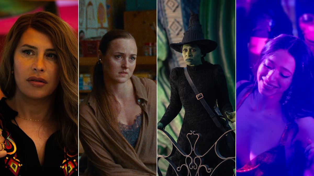 a collage of shots from 2024 movies about women