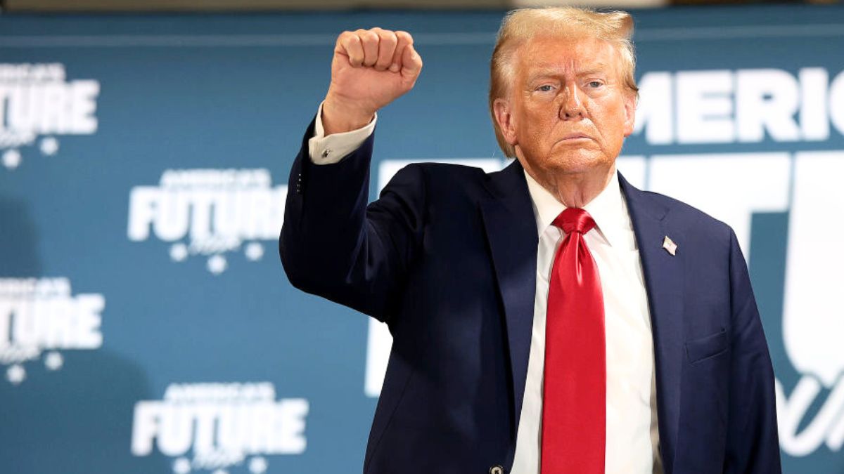 AUBURN HILLS, MICHIGAN - OCTOBER 18: Republican presidential nominee, former U.S. President Donald Trump, participates in roundtable discussion with community members on October 18, 2024, in Auburn Hills, Michigan. There are 17 days remaining until the U.S. presidential election, which will take place on Tuesday, November 5, 2024. (Photo by Win McNamee/Getty Images)