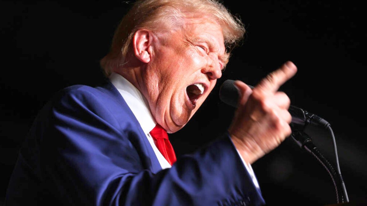 LAS VEGAS, NEVADA - SEPTEMBER 13: Republican presidential nominee, former U.S. President Donald Trump, speaks during a campaign rally at The Expo at World Market Center Las Vegas on September 13, 2024 in Las Vegas, Nevada. With 53 days before election day, Former President Trump continues to campaign. (Photo by Justin Sullivan/Getty Images)