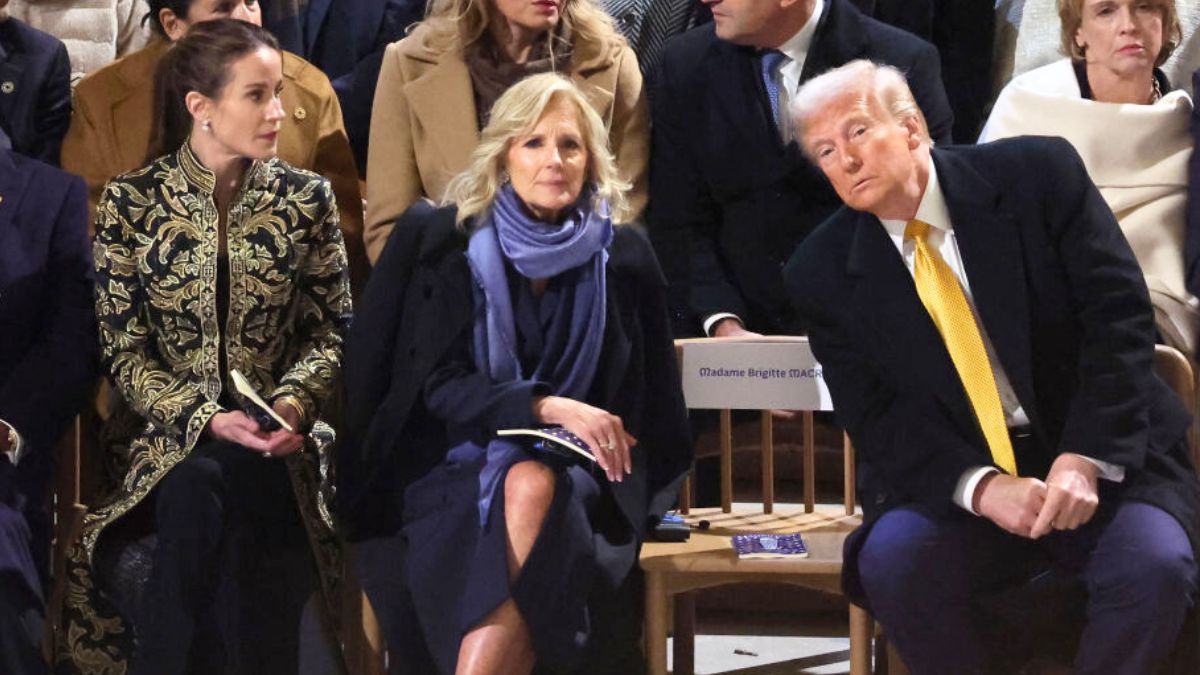 PARIS, FRANCE - DECEMBER 07: Ashley Biden, First Lady Jill Biden and U.S. President-elect Donald Trump attend the ceremony to mark the reopening of Notre-Dame of Paris Cathedral on December 07, 2024 in Paris, France. After five years of restoration, Notre-Dame Cathedral in Paris reopens its doors to the world in the presence of Emmanuel Macron and around fifty heads of state, including Donald Trump, invited for the occasion. (Photo by Pascal Le Segretain/Getty Images for Notre-Dame de Paris)