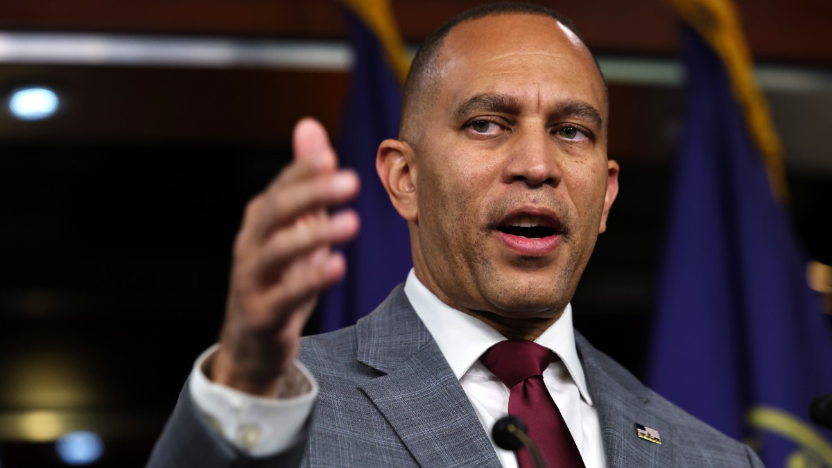 Hakeem Jeffries speaks at a press conference at Capitol Hill