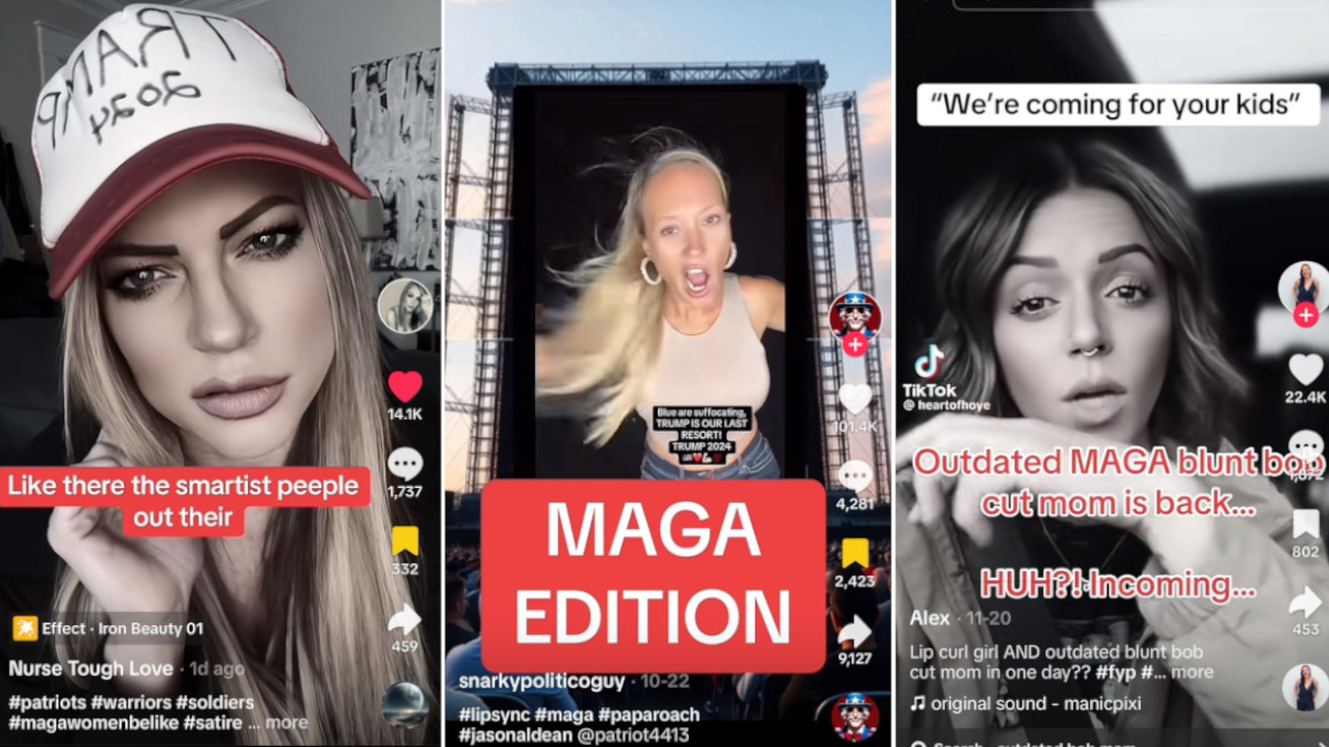 TikTok stills of Nurse Tough Love and MAGA influencers