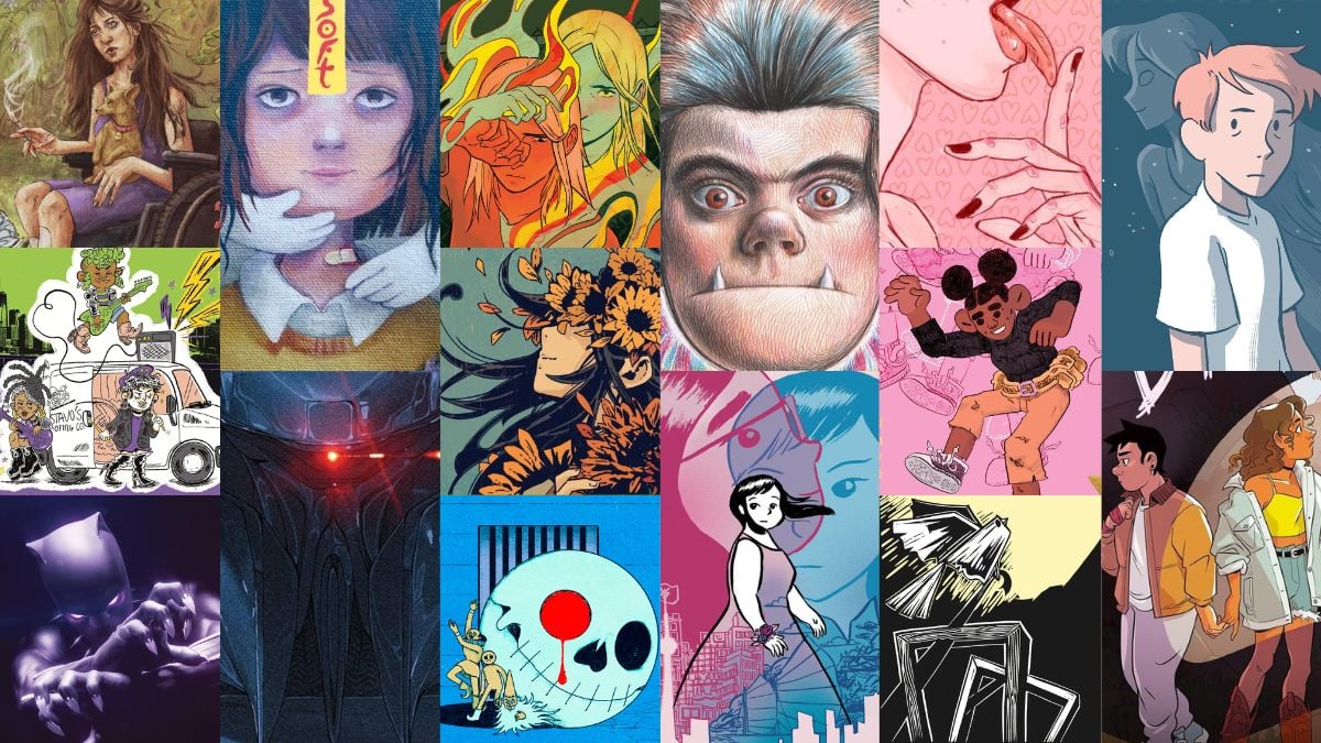 The 15 Best Comics & Graphic Novels of 2024 (image: Street Noise Books; Viking Books for Young Readers; Marvel; Peow Studio; Dark Horse; Silver Sprocket; ShortBox Comics Fair; Fantagraphics; Annick Press; Top Shelf Productions; Crucial Comix; Farrar, Straus and Giroux; Graphix / The Mary Sue)