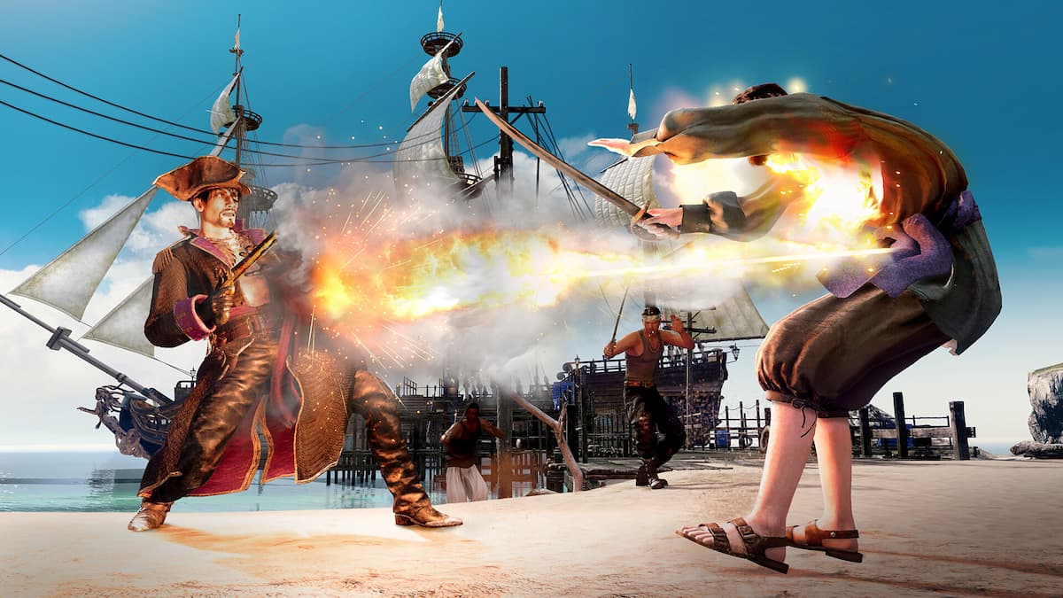 Promotional screenshot of combat in Like A Dragon: Pirate Yakuza