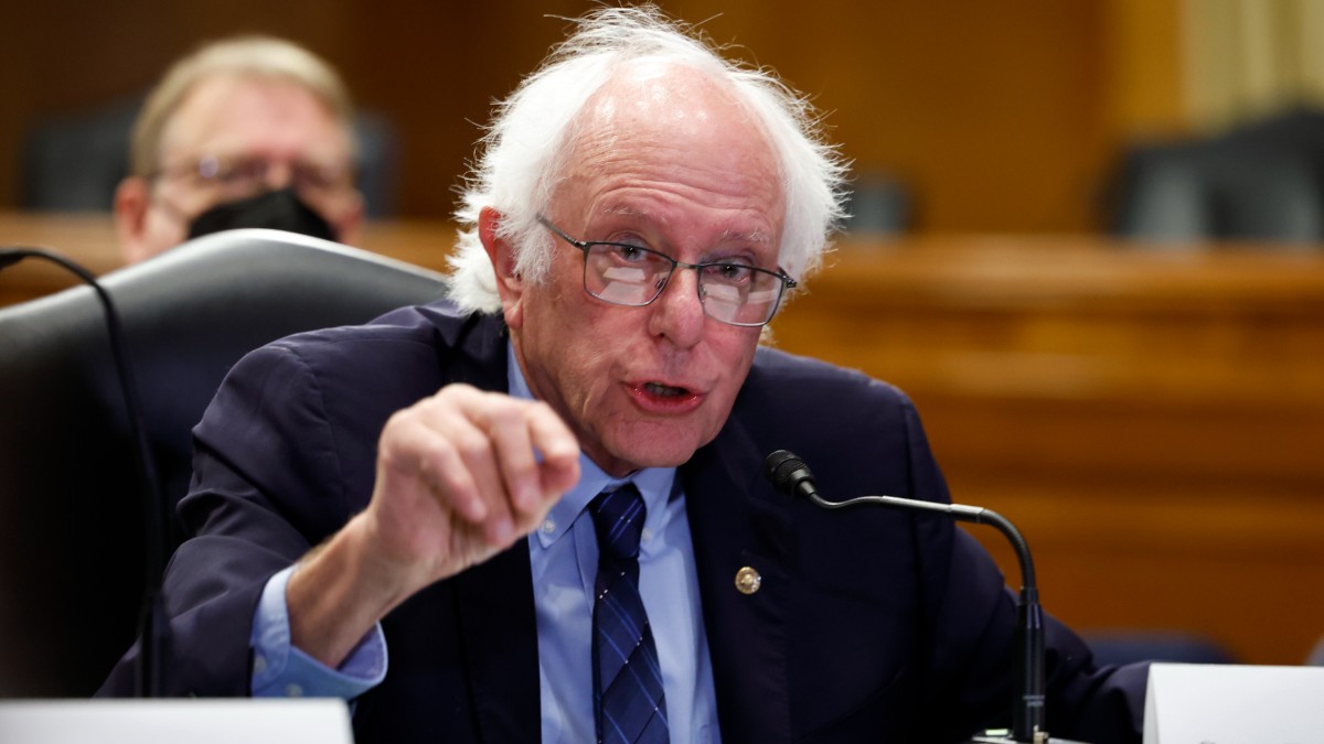 Bernie Sanders speaks at a press conference at the Dirksen Senate Office Building in September 2024