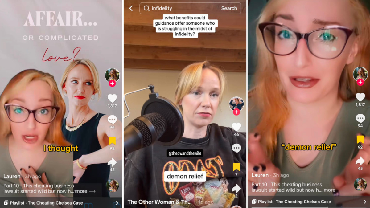 TikTok stills from Chelsea Smallwood and The Dadvocate on the Cheating Chelsea scandal