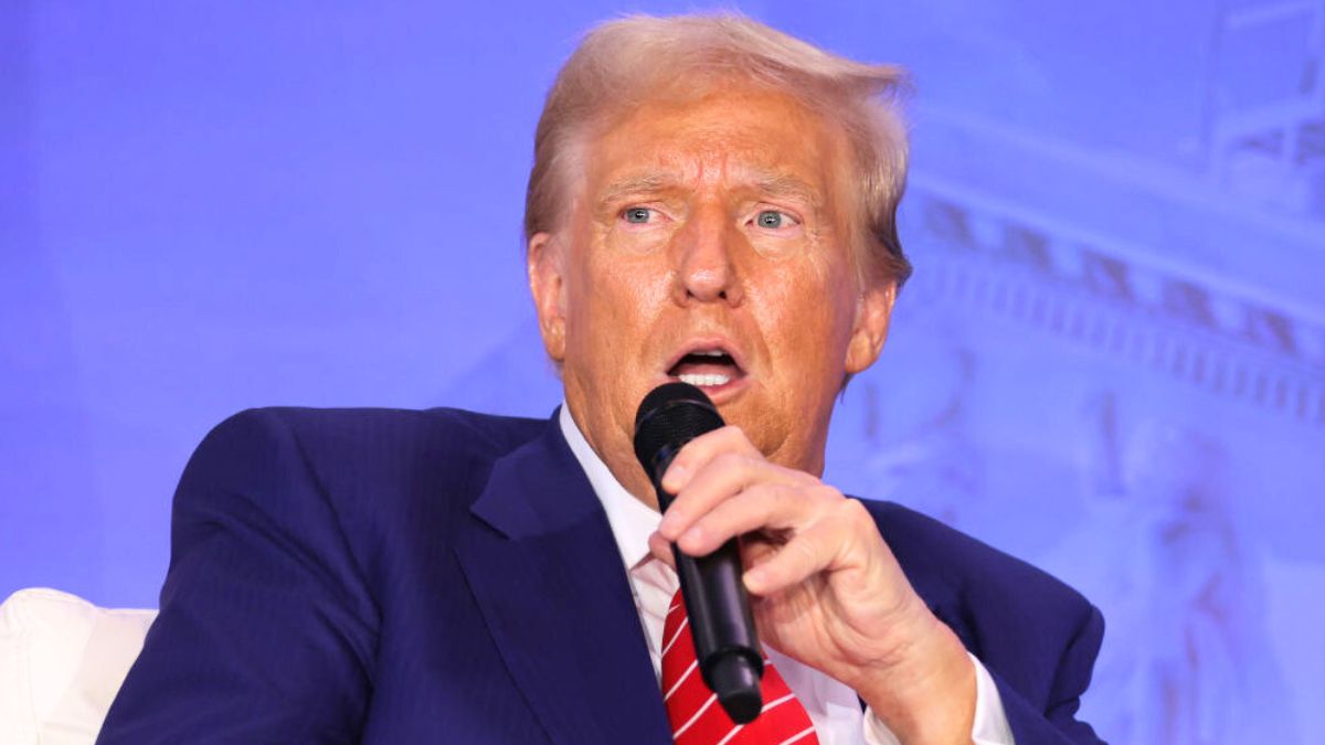 WASHINGTON, DC - AUGUST 30: Republican presidential nominee, former U.S. President Donald Trump speaks during the 2024 Joyful Warriors National Summit on August 30, 2024 in Washington, DC. Trump continued to campaign for the upcoming presidential election on November 5, 2024. (Photo by Alex Wong/Getty Images)