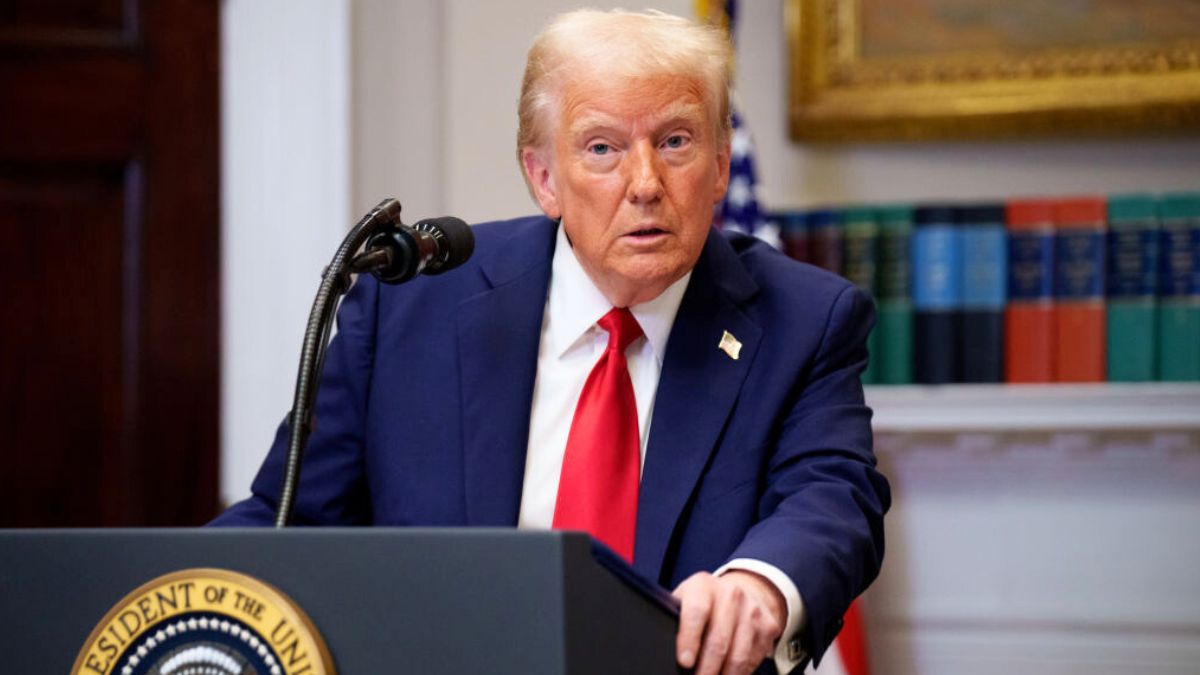 WASHINGTON, DC - JANUARY 21: U.S. President Donald Trump takes a question from a reporter during a news conference in the Roosevelt Room of the White House on January 21, 2025 in Washington, DC. Trump announced an investment in artificial intelligence (AI) infrastructure and took questions on a range of topics including his presidential pardons of Jan. 6 defendants, the war in Ukraine, cryptocurrencies and other topics. (Photo by Andrew Harnik/Getty Images)