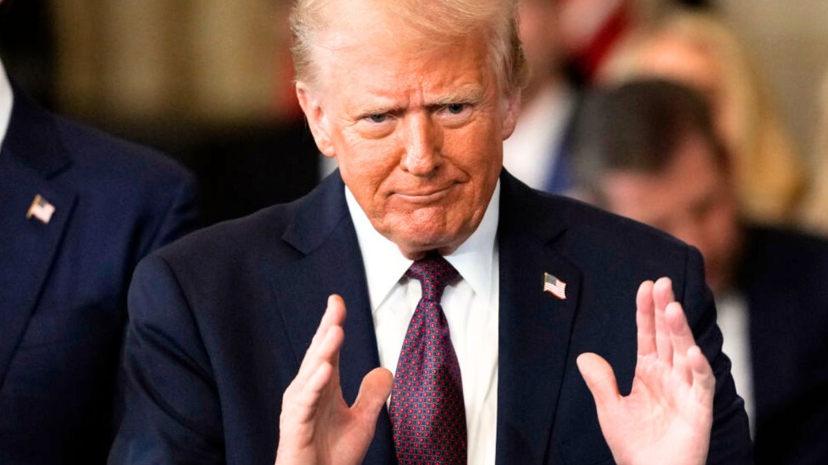 WASHINGTON, DC - JANUARY 20: U.S. President Donald Trump applauds during the inauguration ceremony in the U.S. Capitol Rotunda on January 20, 2025 in Washington, DC. Donald Trump takes office for his second term as the 47th president of the United States. (Photo by Julia Demaree Nikhinson - Pool/Getty Images)