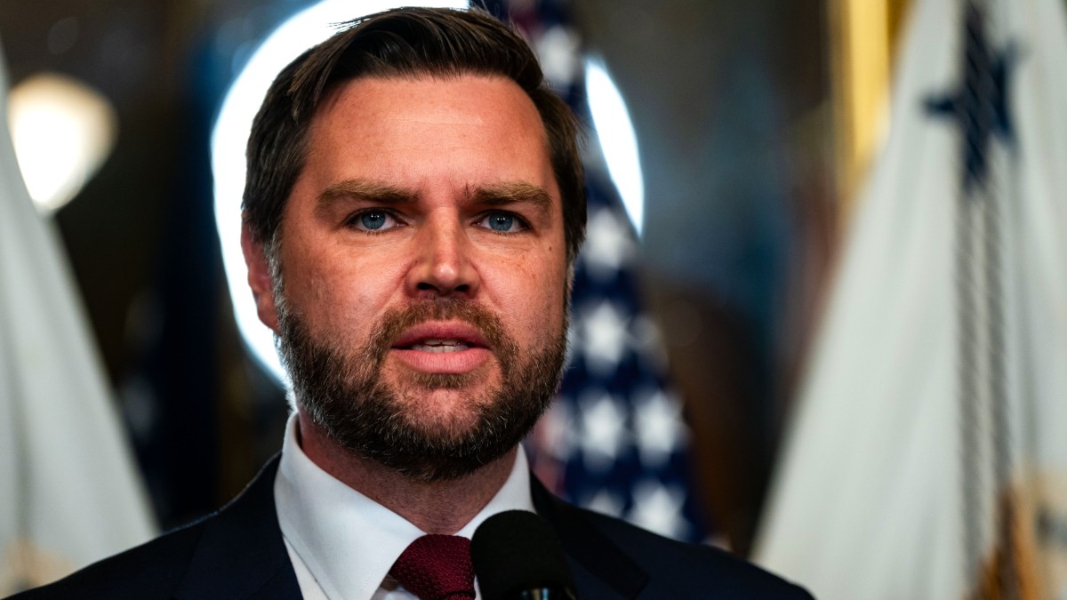 JD Vance speaks at the swearing-in of the new CIA director at the Eisenhower Executive Office Building