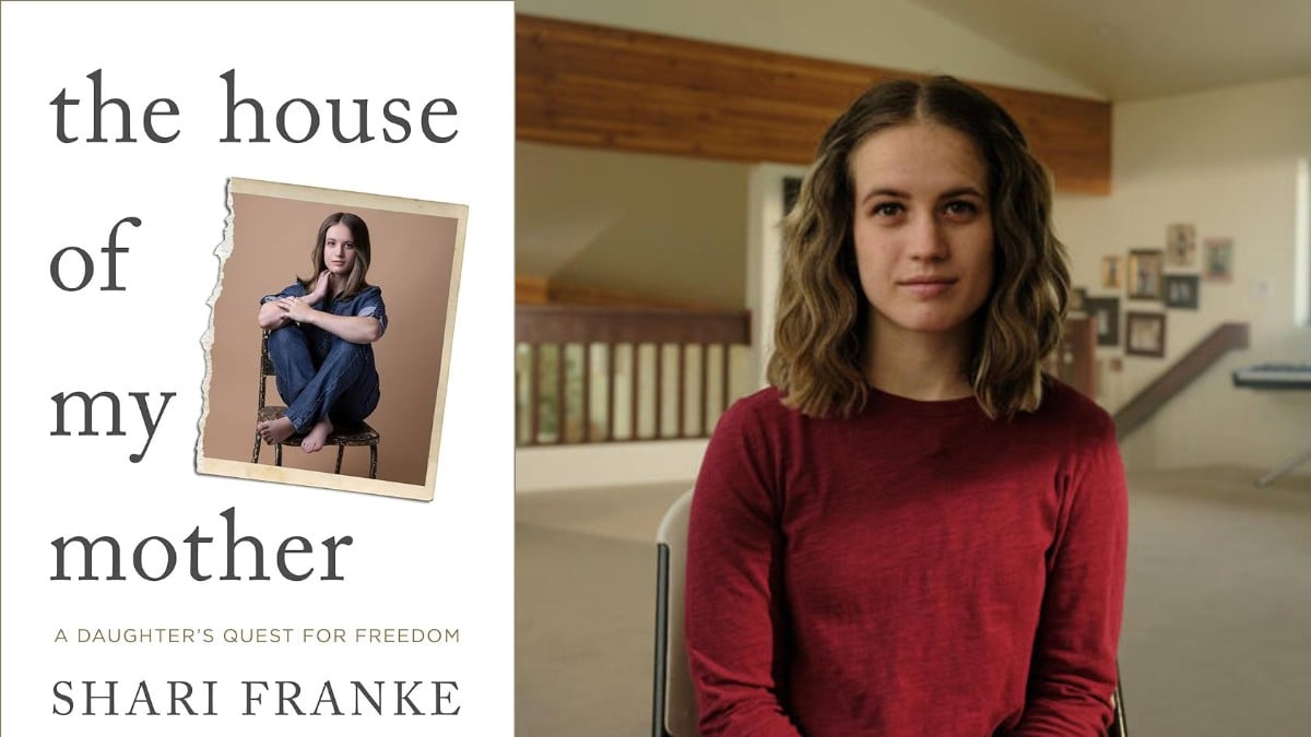 Composite image of the cover of The House of the My Mother and Shari Franke in Devil in the Family: The Fall of Ruby Franke