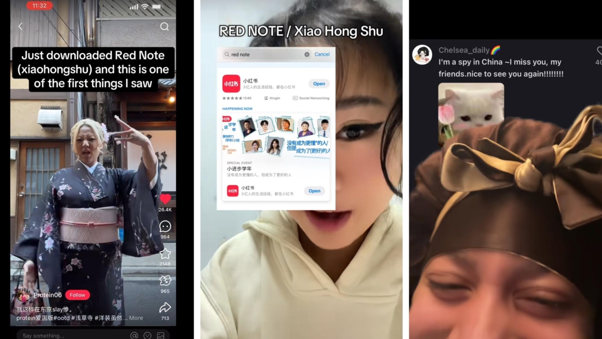 Screenshots of TikTok and Rednote users