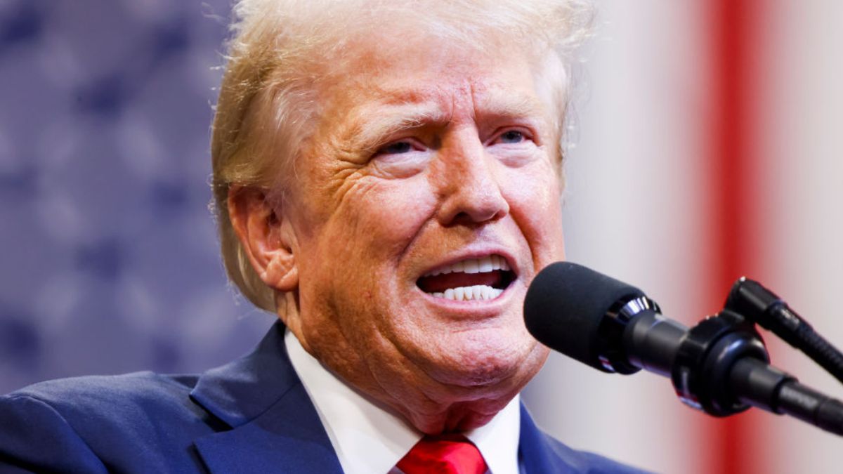 BOZEMAN, MONTANA - AUGUST 09: Republican presidential nominee, former U.S. President Donald Trump speaks at a rally at the Brick Breeden Fieldhouse at Montana State University on August 9, 2024 in Bozeman, Montana. (Photo by Michael Ciaglo/Getty Images)