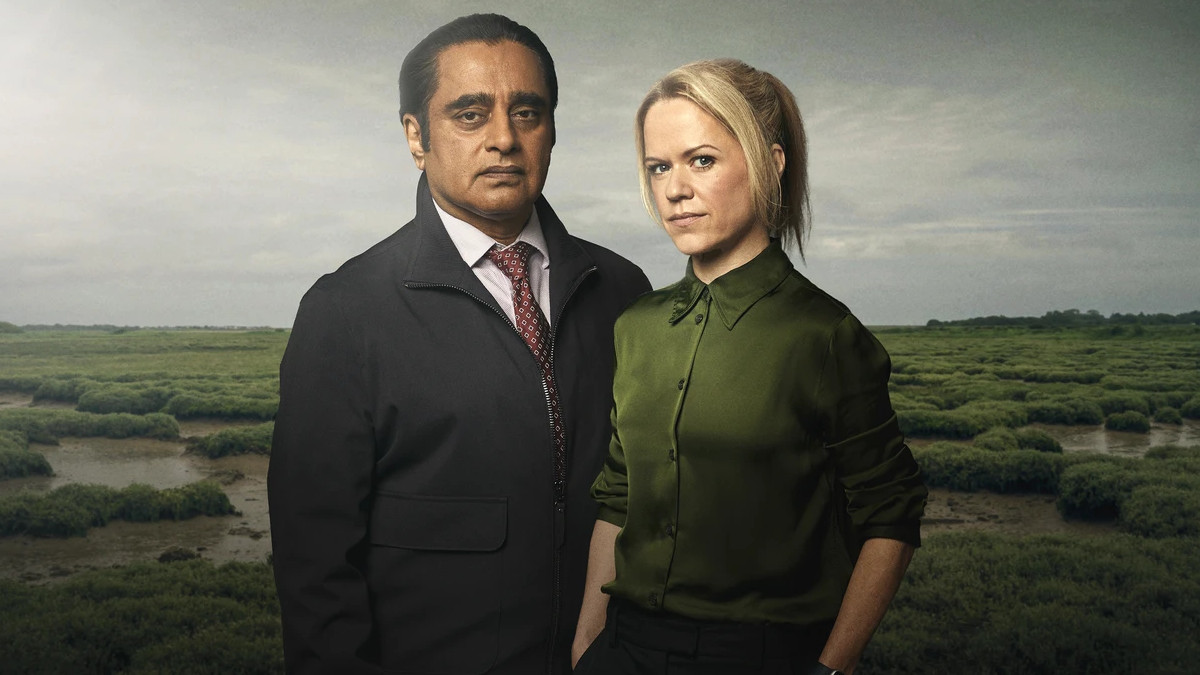 Sinead Keenan as DCI Jessie James and Sanjeev Bhaskar as DI Sunny Khan in promo art for 'Unforgotten'