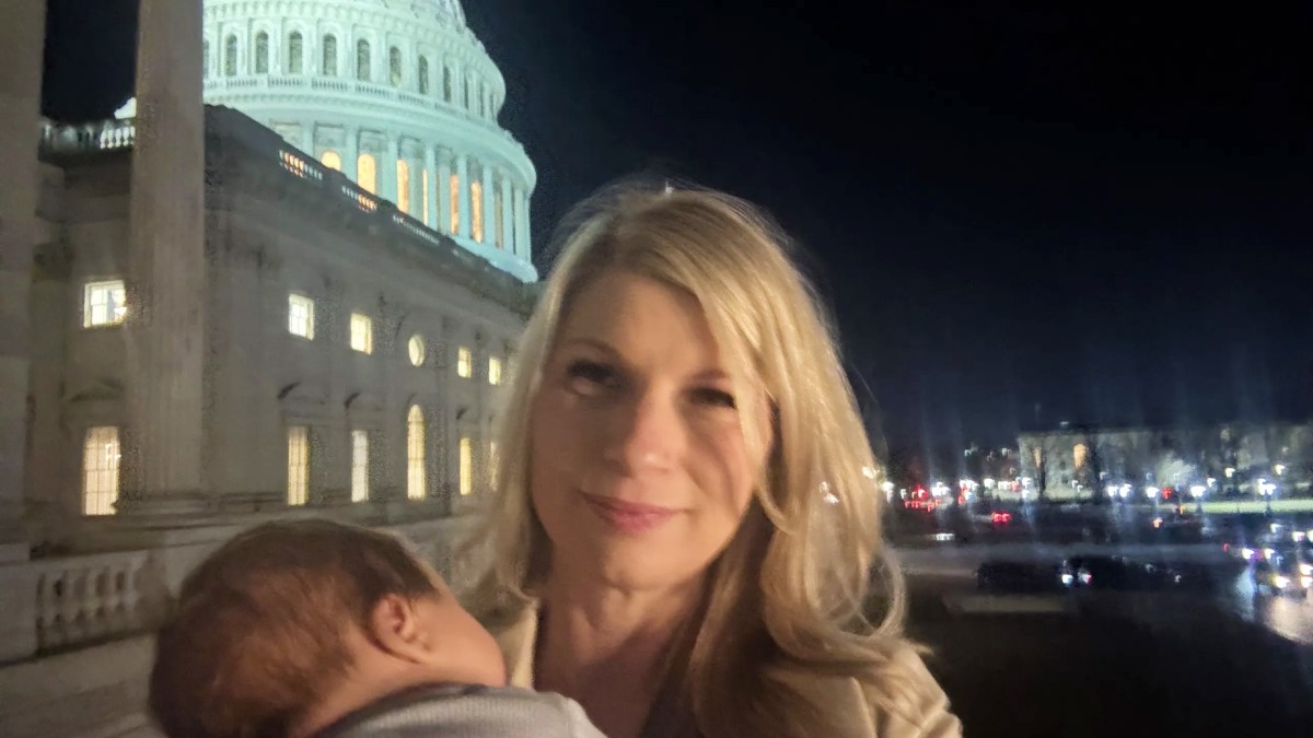 Brittany Pettersen and her son outside the U.S. Capitol