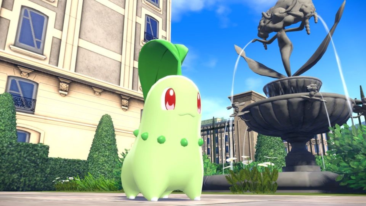 Screenshot of Chikorita in Lumiose City in Pokémon Legends: Z-A