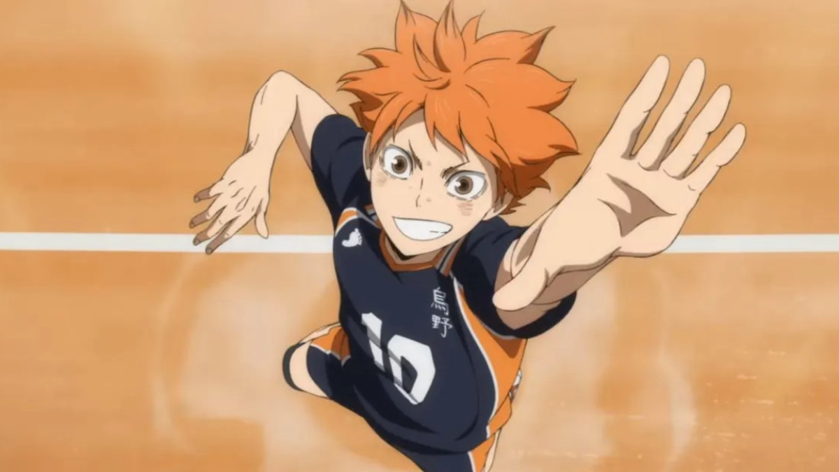 An anime character plays volleyball in 'Haikyu!!'